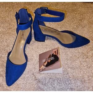 Women's sz 8 Dream Paris ANNEE pointed toe Chunky Block Heel Pumps w/Ankle Strap